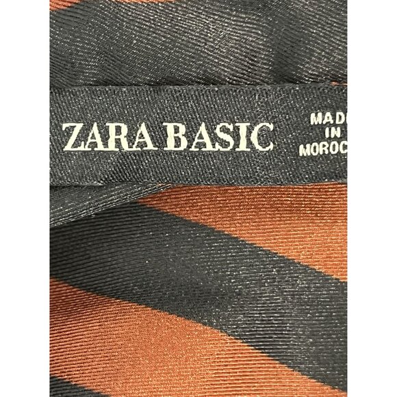 Zara Basic Black & Rust Striped Button-Up Blouse, Size L - Picture 5 of 7
